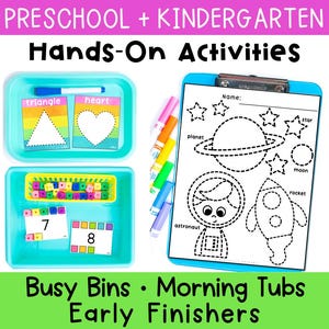 Kindergarten and Preschool Morning Bins & Morning Tubs | Task Boxes, Literacy and Math Centers, Fine Motor Activities