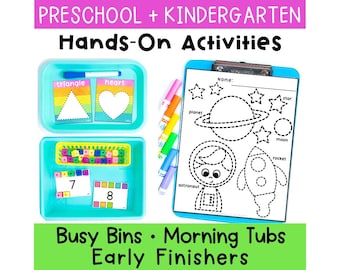 Kindergarten and Preschool Morning Bins & Morning Tubs | Task Boxes, Literacy and Math Centers, Fine Motor Activities
