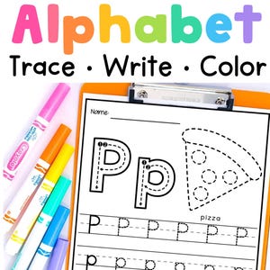 Hojas de trabajo para trazar el alfabeto / Práctica de escritura a mano para jardín de infancia y preescolar (descarga digital)