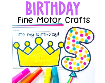 Birthday Crafts for Kids Printable | Preschool Craft Templates for Kindergarten | Birthday Unit Study Homeschool