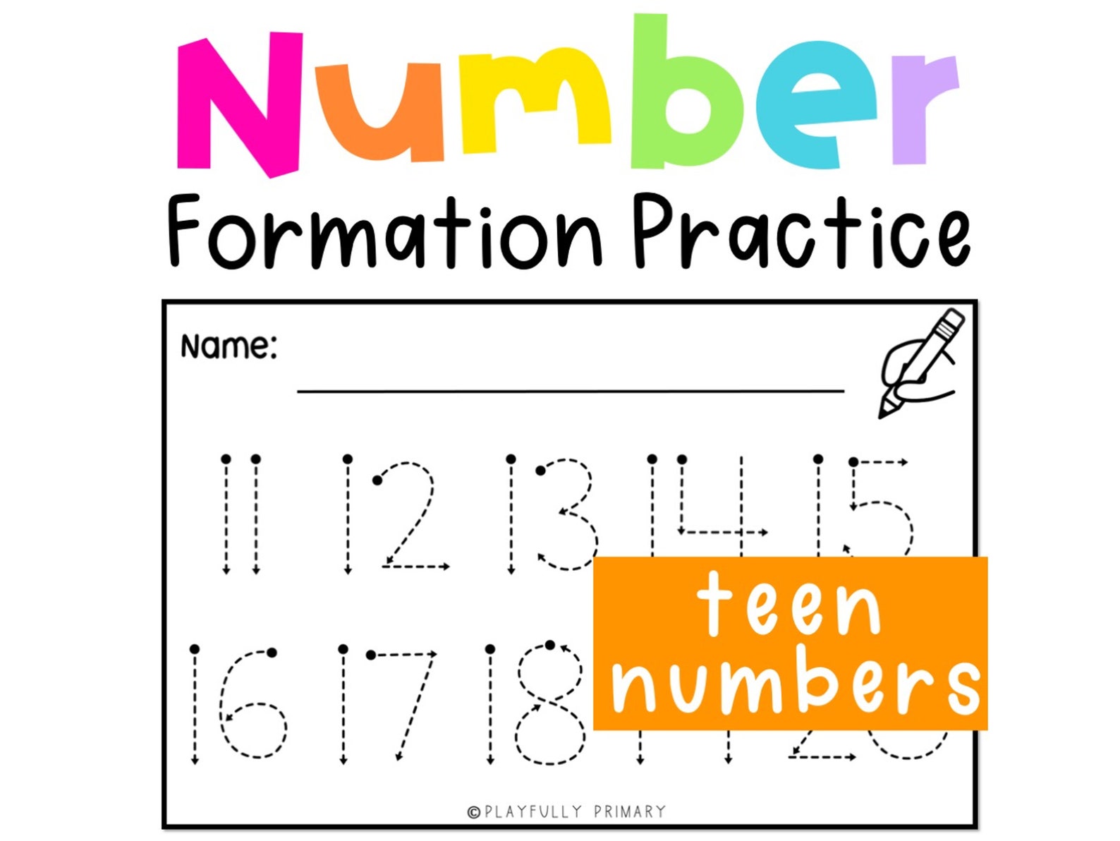 Numbers 11 20 tracing worksheets montessori teens board printable etsy