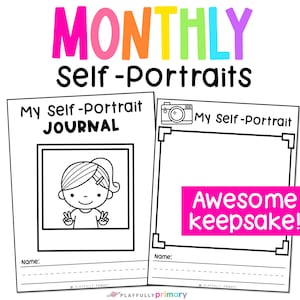 Monthly Self Portrait Preschool + Kindergarten Printable, My Self Portrait Template, Kindergarten + Preschool Name Writing Practice Sheets