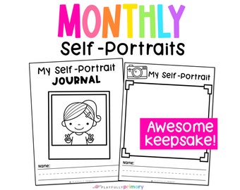 Monthly Self Portrait Preschool + Kindergarten Printable, My Self Portrait Template, Kindergarten + Preschool Name Writing Practice Sheets