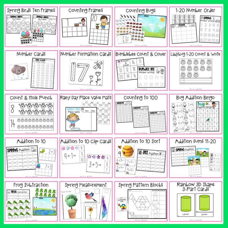 Spring Kindergarten Activity Pack | Math, Reading, Writing Centers ...