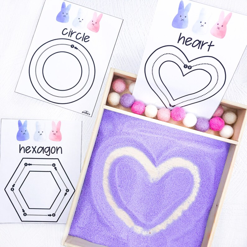 Easter salt tray Easter sand tray Easter shape activities Montessori writing tray Easter fine motor activities for preschool prek kindergarten homeschool