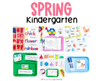 Spring Kindergarten Math, Reading, Writing Activities - Spring Unit Study Homeschool Printables, Spring Activity Pack Kindergarten Centers