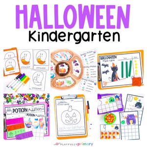 Kindergarten Halloween Activity Bundle, Halloween Worksheets for Kindergarten, October Homeschool Printables Kindergarten Centers image 1
