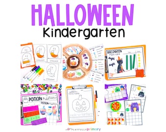 Kindergarten Halloween Activity Bundle, Halloween Worksheets for Kindergarten, October Homeschool Printables Kindergarten Centers