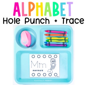Alphabet Hole Punch Cards - Preschool Hole Punching Activity - PreK Fine Motor Hole Punching Activities - Alphabet Letter Tracing - Phonics