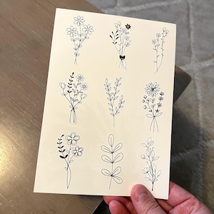 Temporary tattoo, 9 Wildflower realistic temp tattoos for women. Original art tattoo design