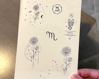 Temporary tattoo, 7 Scorpio horoscope temp tattoos for women and men. Original art tattoo design