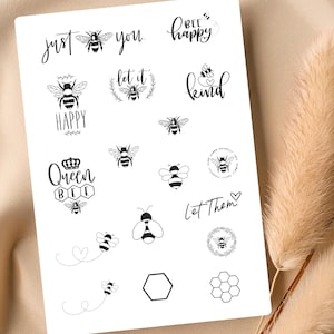 Bee Temporary Tattoos – 16 Small Realistic Designs with Quotes – Cute Fake Tattoos for Women, Nature Lovers & Self Love Vibes
