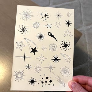 Temporary tattoo, 29 Small stars realistic temp tattoo for women. Original art tattoos design