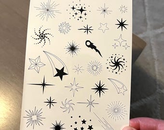 Temporary tattoo, 29 Small stars realistic temp tattoo for women. Original art tattoos design