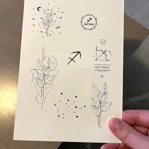 Temporary tattoo, 7 Sagittarius horoscope temp tattoos for women and men. Original art tattoo design