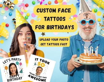 Custom Face Temporary Tattoos - Personalized Birthday Party Favors