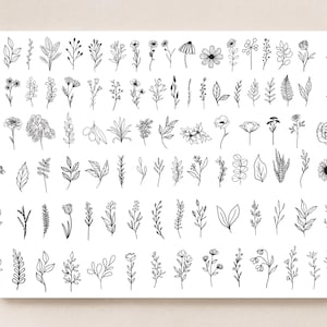 96 Tiny Botanical Flower & Leaf Temporary Tattoos – Realistic, Waterproof, Nature-Inspired Body Art