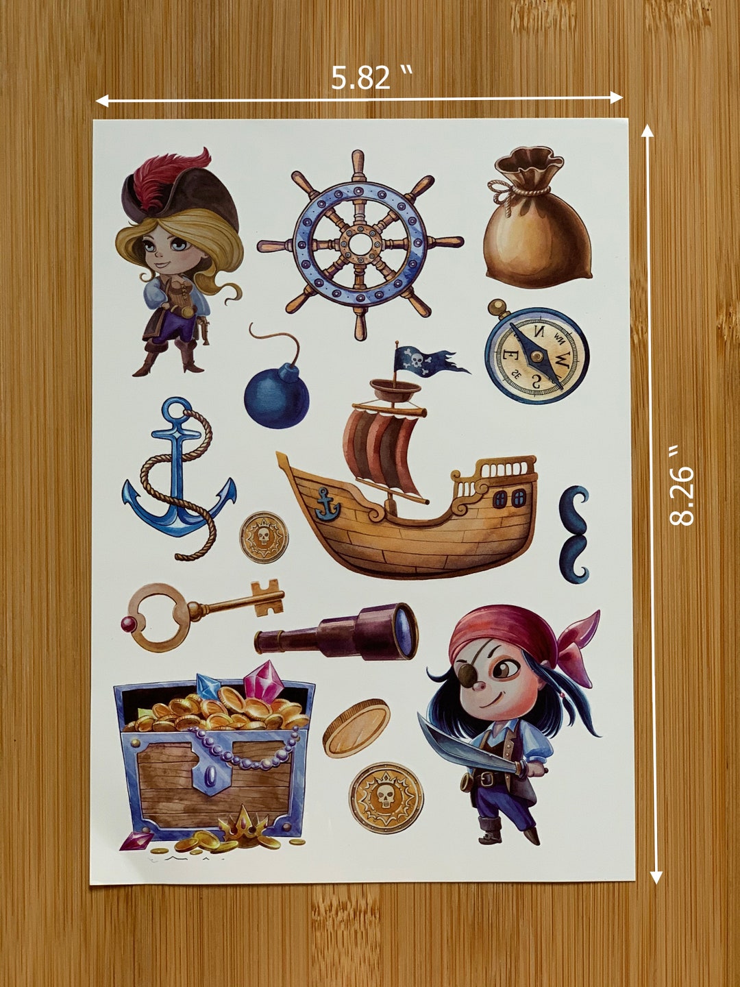 Kids Temporary Tattoos (15 Small Tattoos) | Pirate Theme Tattoos - Etsy