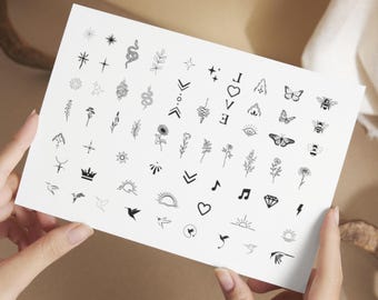 61 Tiny Boho Temporary Tattoos – Minimalist Flowers, Waves, Snakes, Butterflies & More