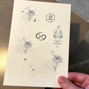 Temporary tattoo, 7 Cancer horoscope temp tattoos for women and men. Original art tattoo design
