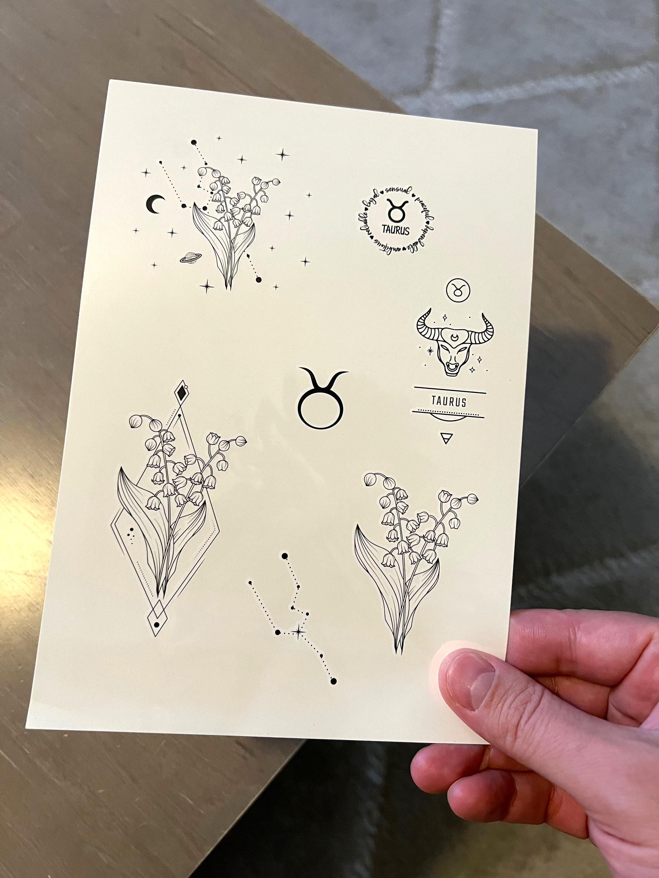 Temporary Tattoo, 7 Taurus Horoscope Temp Tattoos for Women
