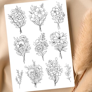 Wildflower Temporary Tattoos – 10 Realistic Floral Designs – Waterproof, Nature-Inspired Body Art for Women & Men