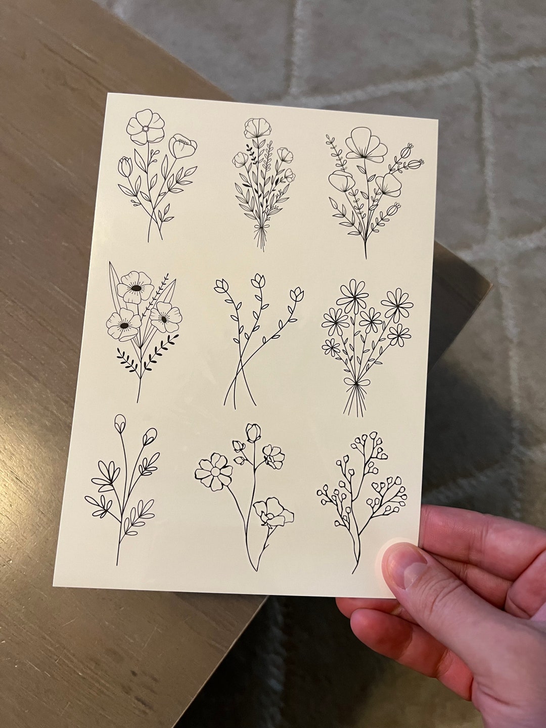 Temporary Tattoo, 9 Wildflower Realistic Temp Tattoos for Women