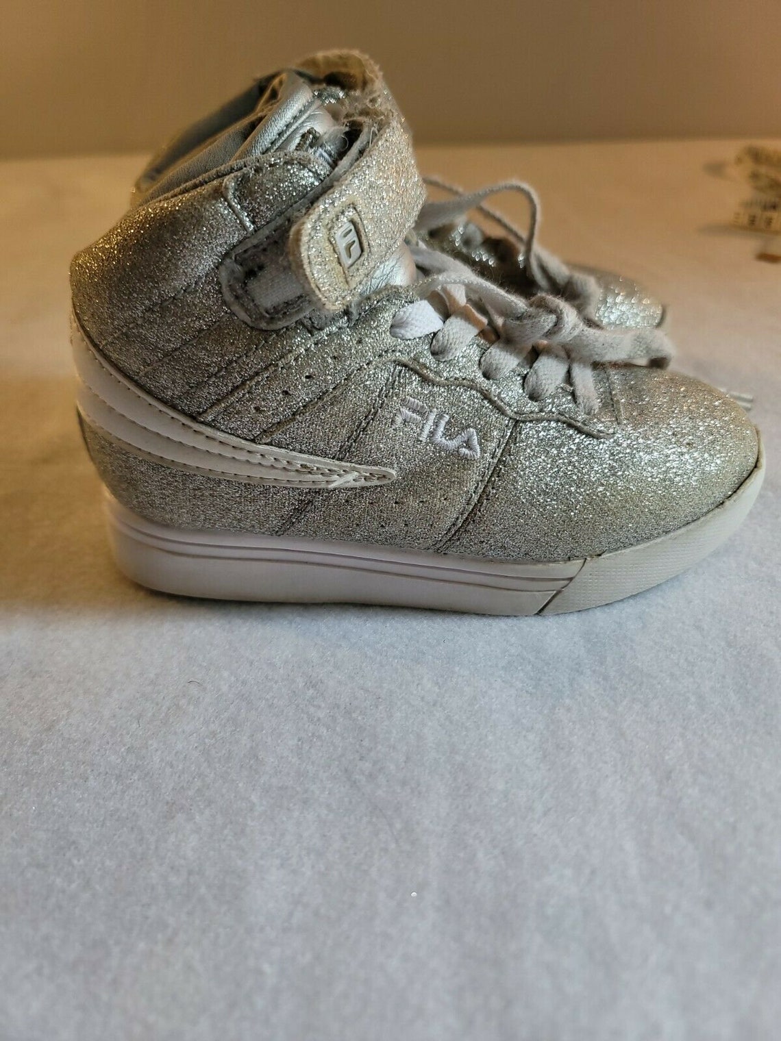 Fila Girls' Vulc 13 silver Glitter Blast Hi-Top Sneakers | Etsy