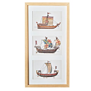 Cartes postales de la marine soviétique vintage dans le cadre , Photo de navires historiques imprimés en 1986, Cadeau de marine suspendu mural