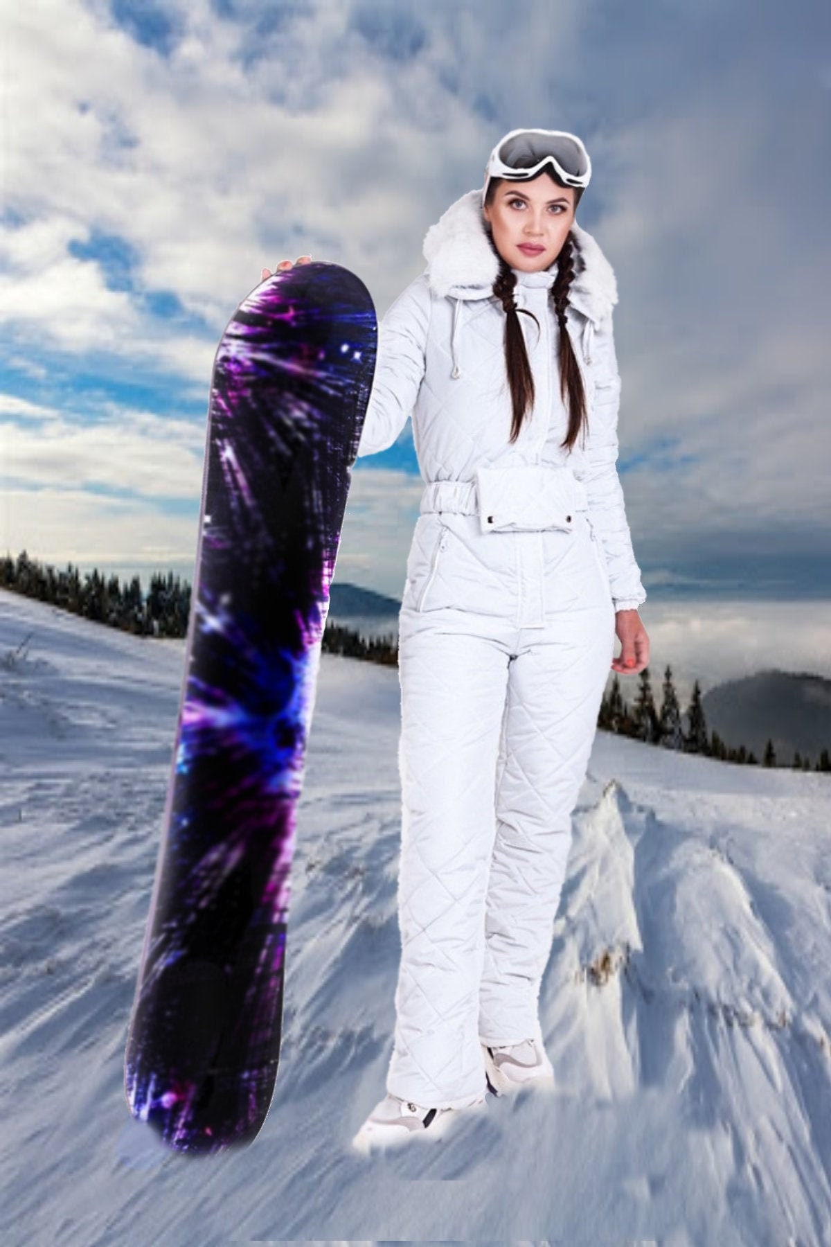 Women white Ski Jumpsuit Women Ski Suit Snowsuit Women | Etsy