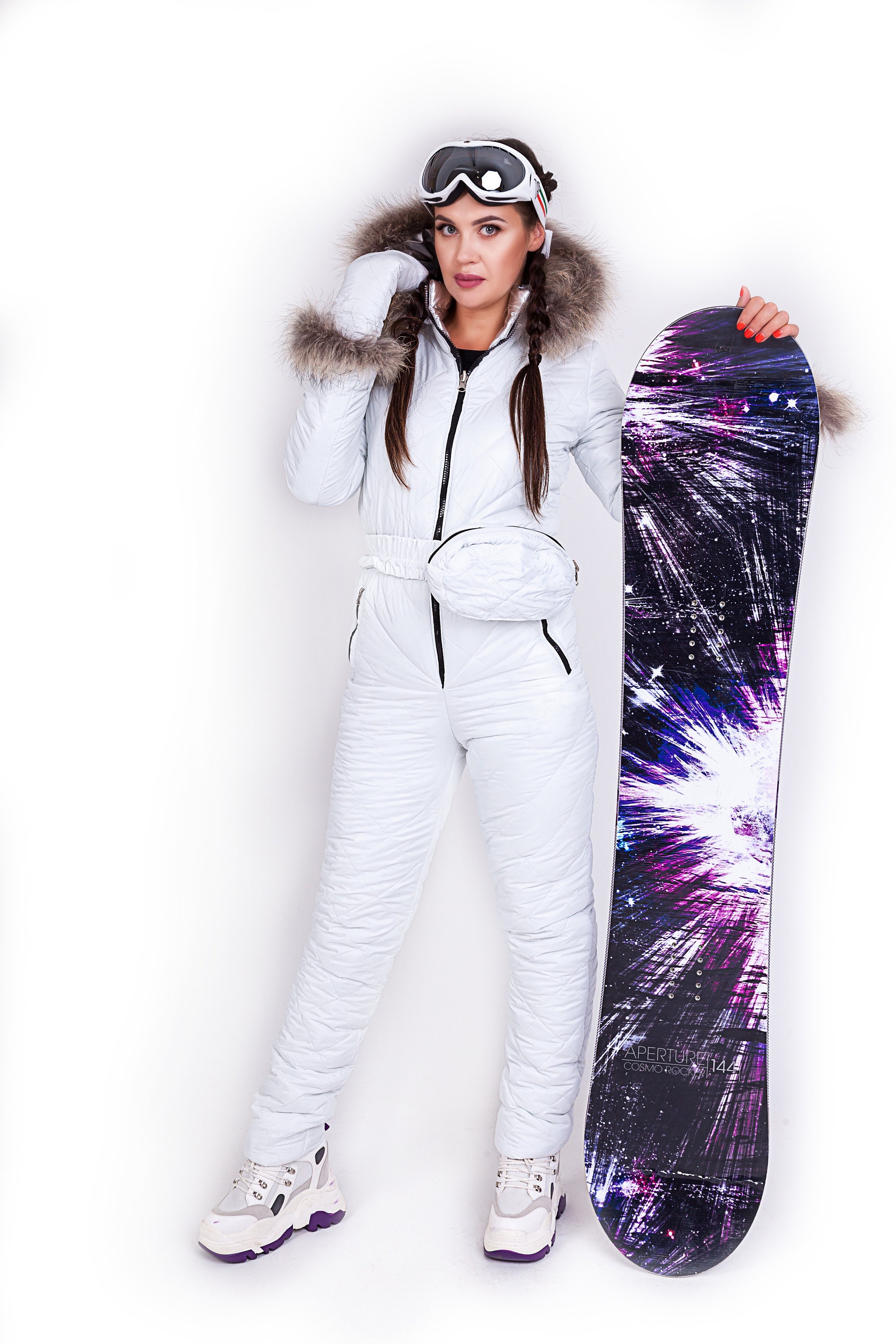 Reversible silverwhite women Ski Jumpsuit Women Ski Suit Etsy