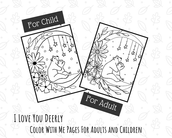 Coloring Pages For Adults And Children Mommy And Me Daddy Etsy