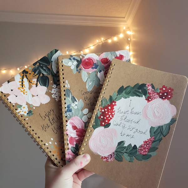 Spring journals|Hand Painted Journals|Custom Journals|KJV verse| Floral Design
