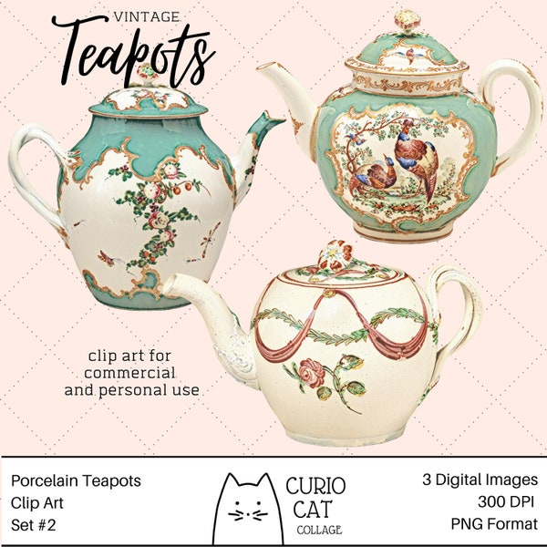 Teapot Clip Art Set #2 | Digital Download | Instant Download | 300 DPI PNG with Transparent Background