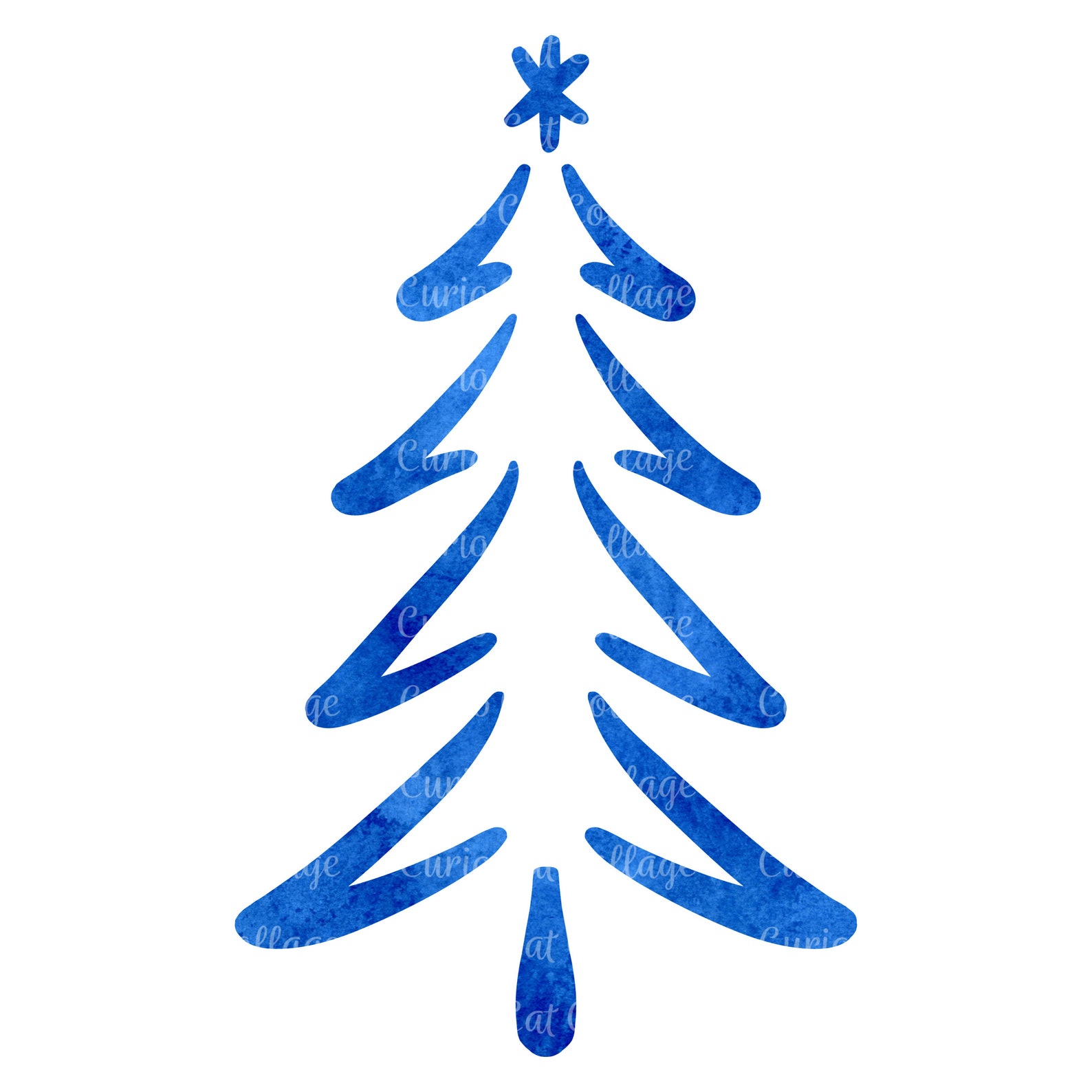 Blue Christmas Tree Clip Art Sublimation Back the Blue 300 DPI PNG With Transparent Background 