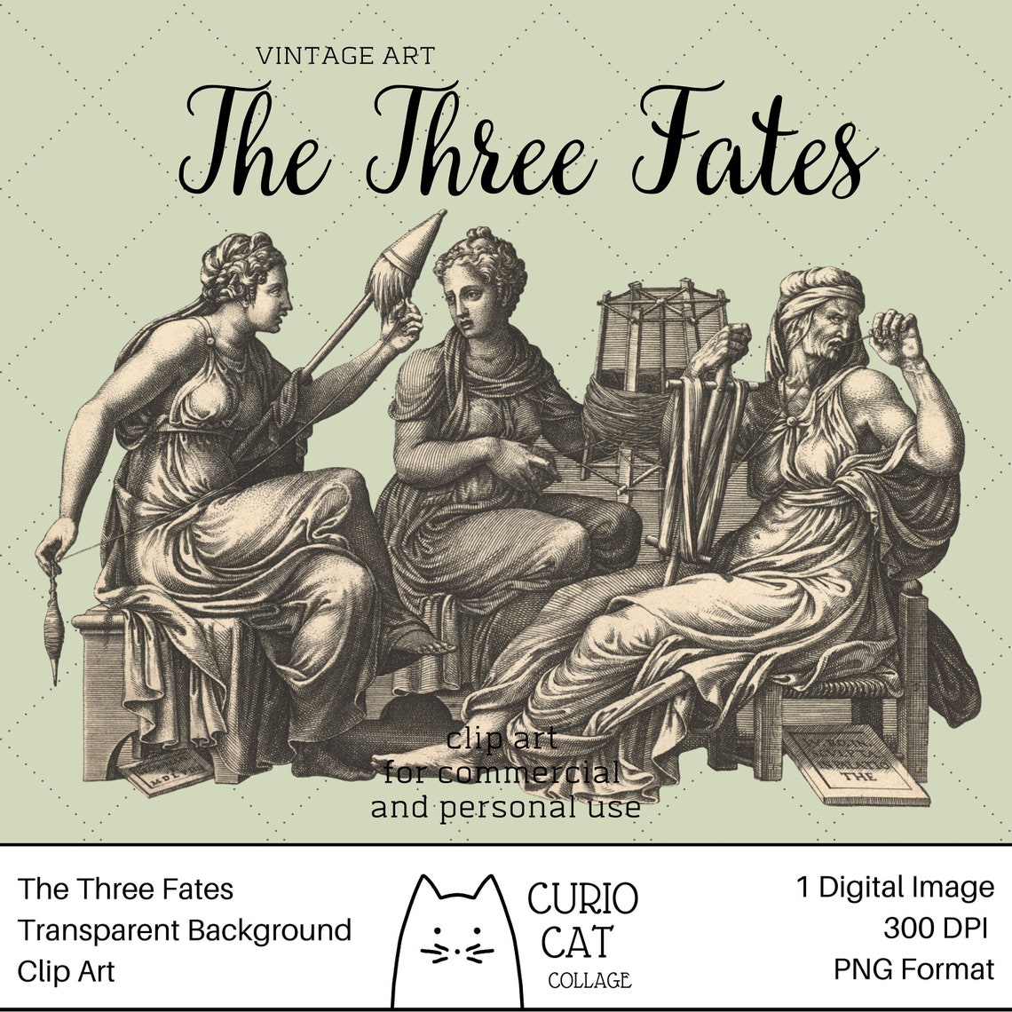 The Three Fates Clip Art Greek Mythology 300 DPI Transparent PNG Etsy
