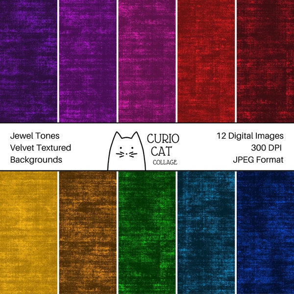 Jewel Tone Velvet Textured Background Set Digital Paper JPEG Digital Download 300 DPI