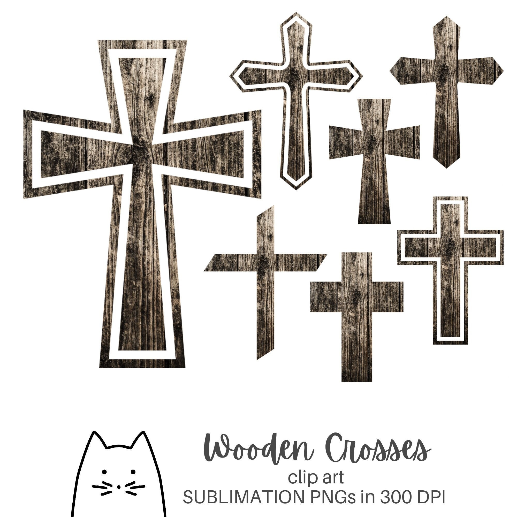 Wooden Cross Clip Art Religious Sublimation PNG Easter Clip Art Digital  Download 300 DPI With Transparent Background - Etsy