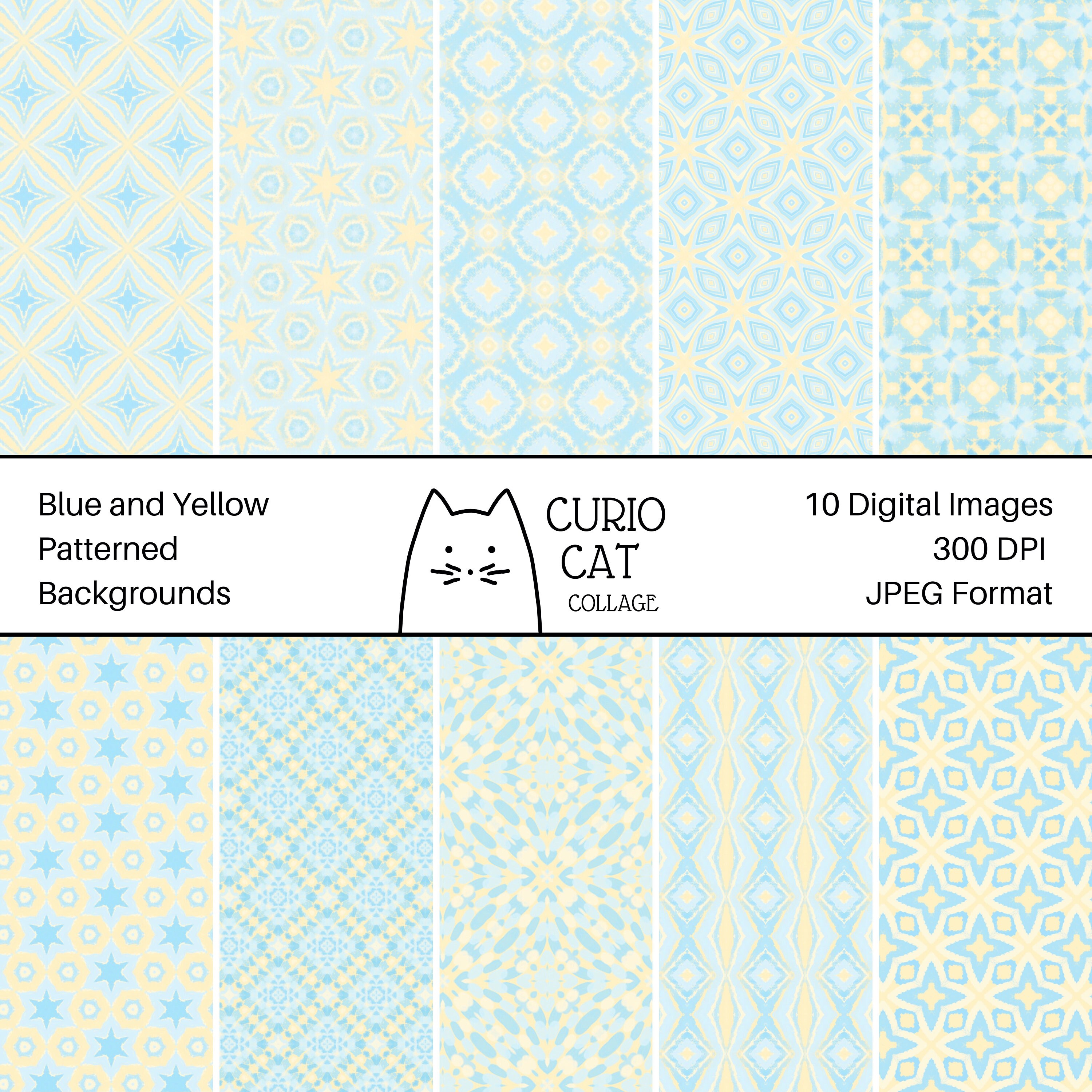 Blue and Yellow Background Set Spring Baby Wedding Digital Etsy