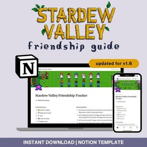 Stardew Valley Friendship Guide | Notion Template for Gamers | Digital Download