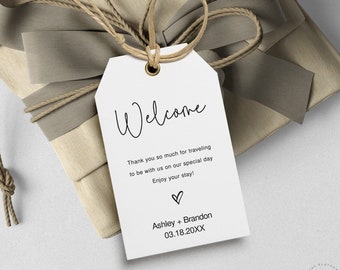 Etichette di benvenuto Etichette regalo stampabili, etichetta di benvenuto dell'hotel per gli ospiti Minimalista, Matrimonio, Ospite, Download istantaneo modificabile