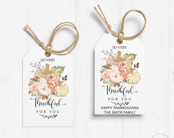 Etichetta stampabile del Ringraziamento, Buon Ringraziamento, Modello modificabile di etichetta regalo, Download istantaneo, Molto grato per te
