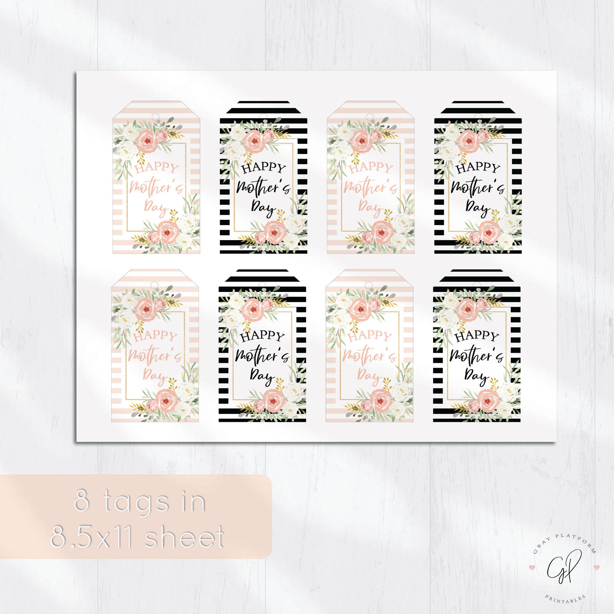 Happy Mother's Day Printable Tag Mothers Day Tag Gift Tag - Etsy