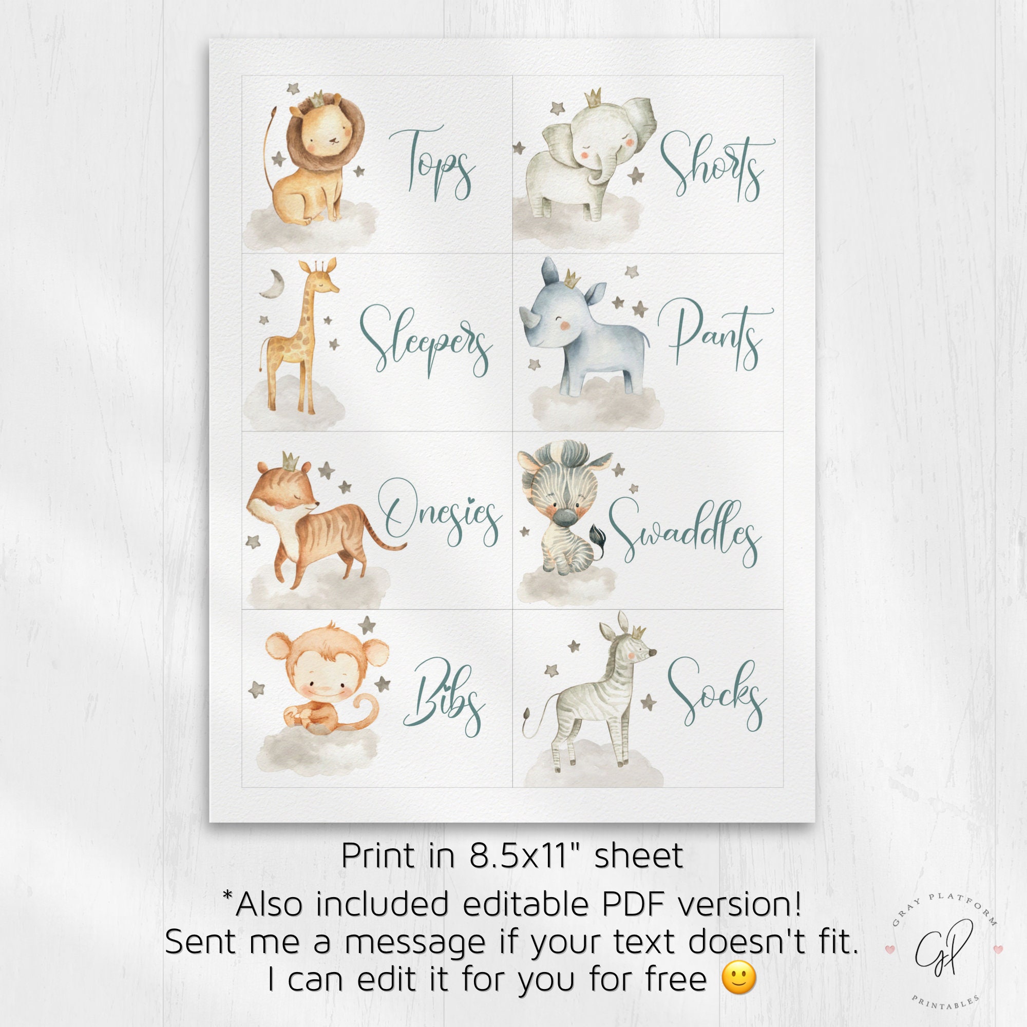 Drawer Labels Editable Baby Clothes Labels Closet Organizer Etsy