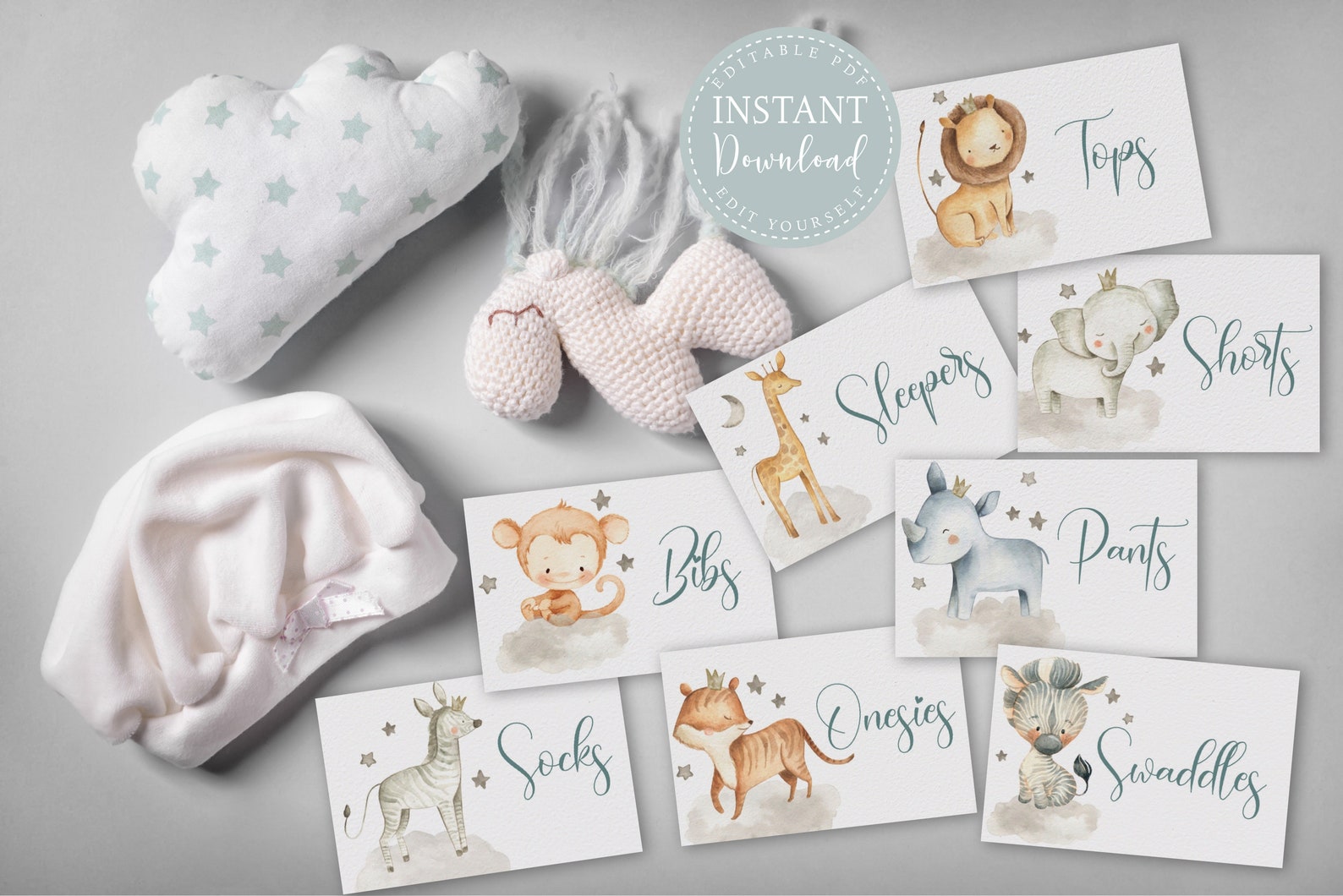 Drawer Labels Editable Baby Clothes Labels Closet Organizer Etsy