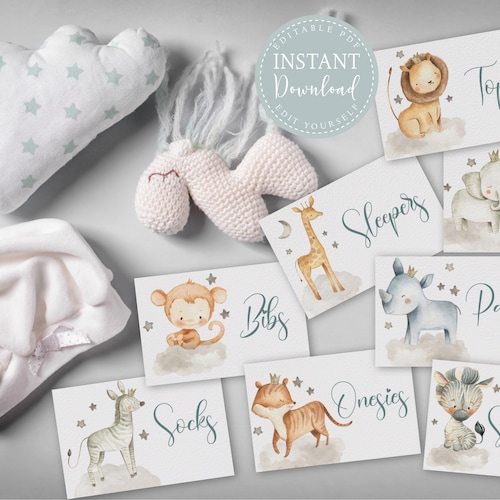 Drawer Labels Editable Baby Clothes Labels Closet Organizer - Etsy