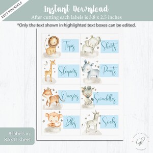 Drawer Labels Editable, Baby Clothes Labels, Closet Organizer, Baby ...
