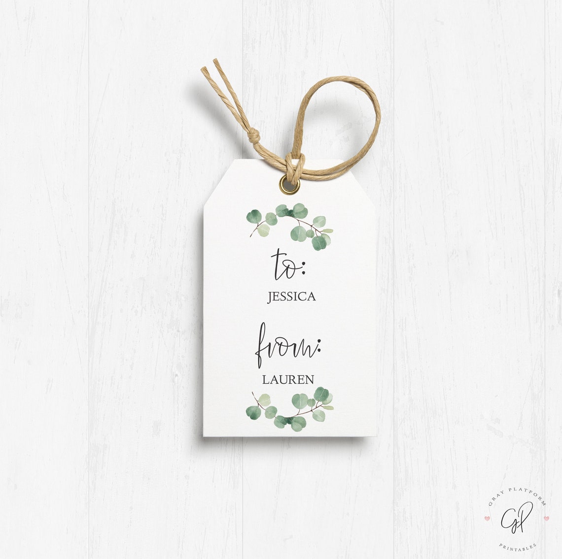Printable Gift Tag Minimalist Eucalyptus Favor Tags to and Etsy