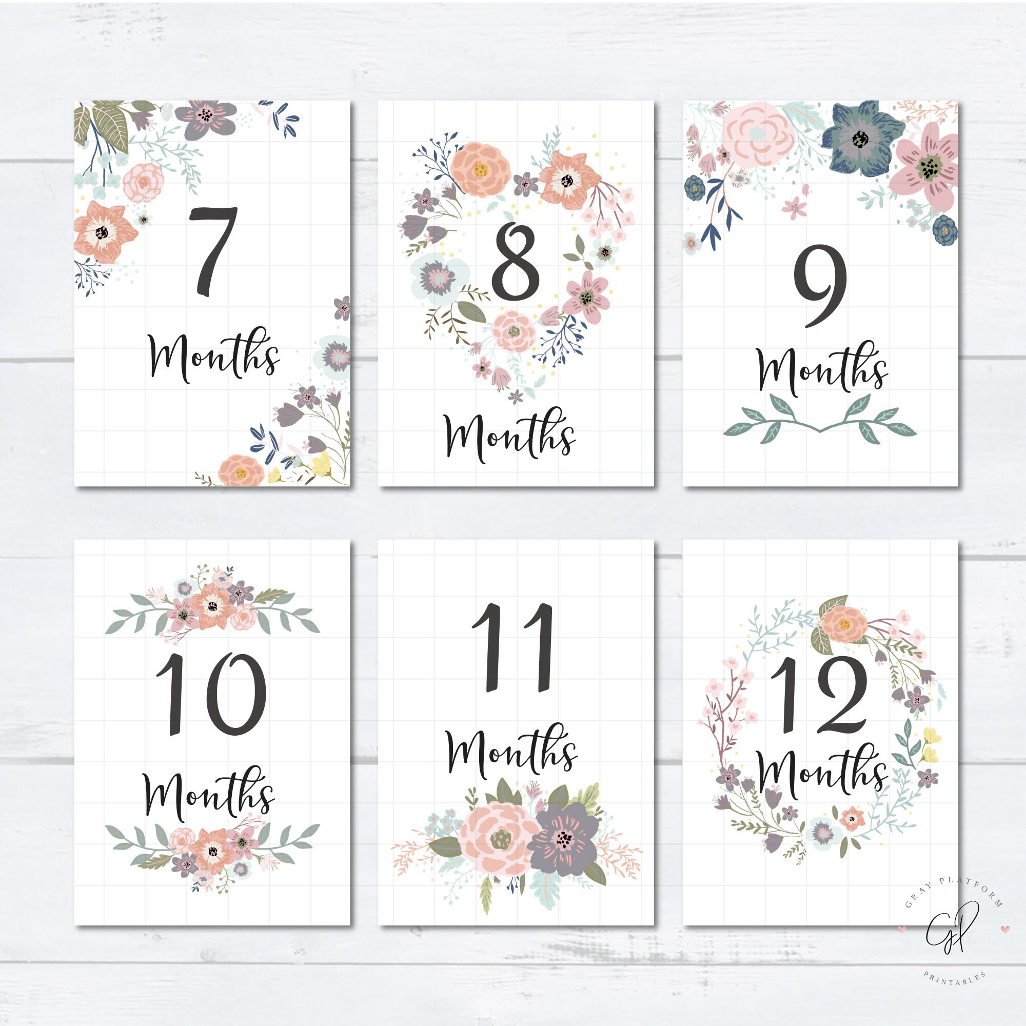 Baby Monthly Milestone for Baby Girl Printable Baby Month Card - Etsy