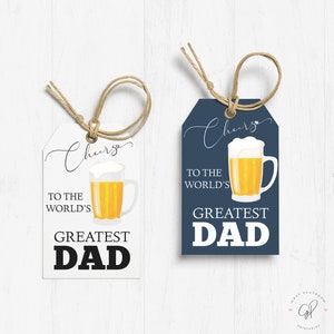 Der größte Vater der Welt glücklich Vatertag druckbare Tag Vatertag Tag Geschenkanhänger Vatertag Tag Bierkrug Instant Download